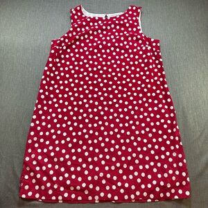 NWT Kim Rogers Petite Sleeveless Dress Women's PL Red White Polka Dot Cotton NEW